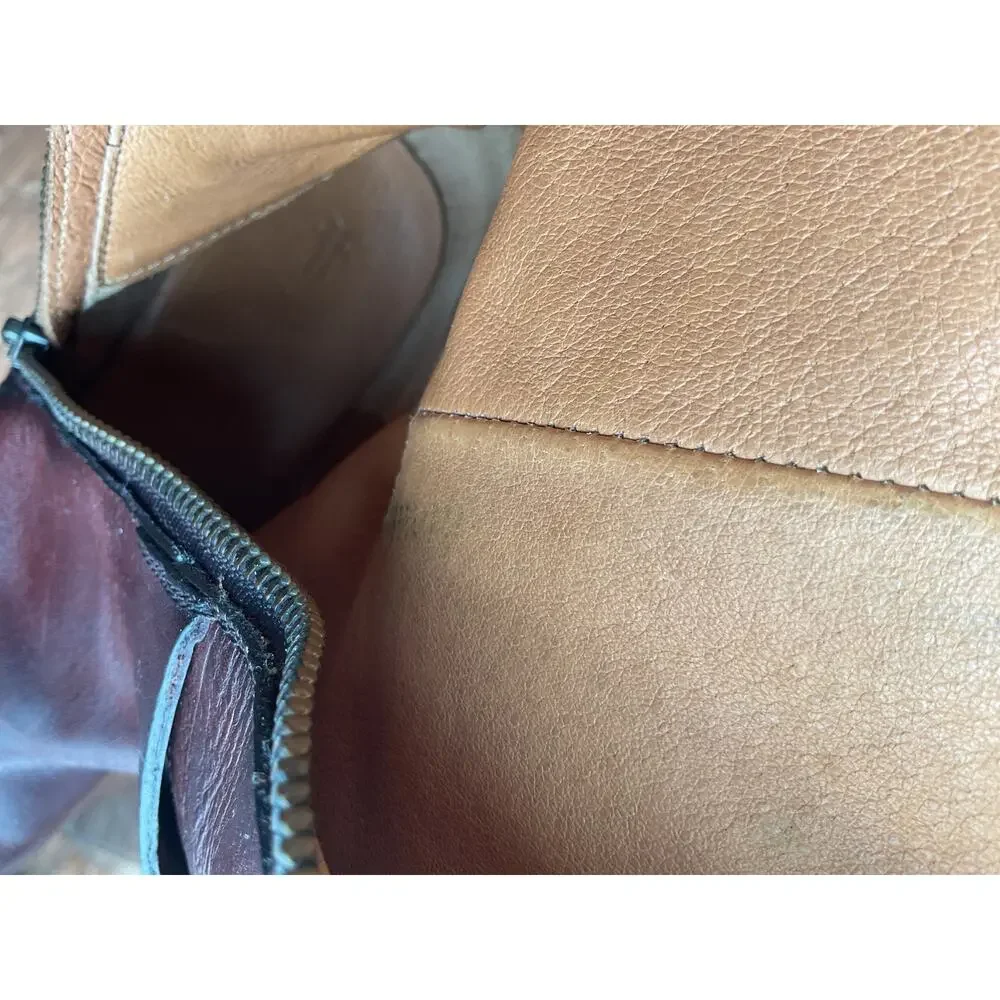 Frye - Melissa - Moto/Riding Tall boots - Redwood Brown Distressed Leather - 8B